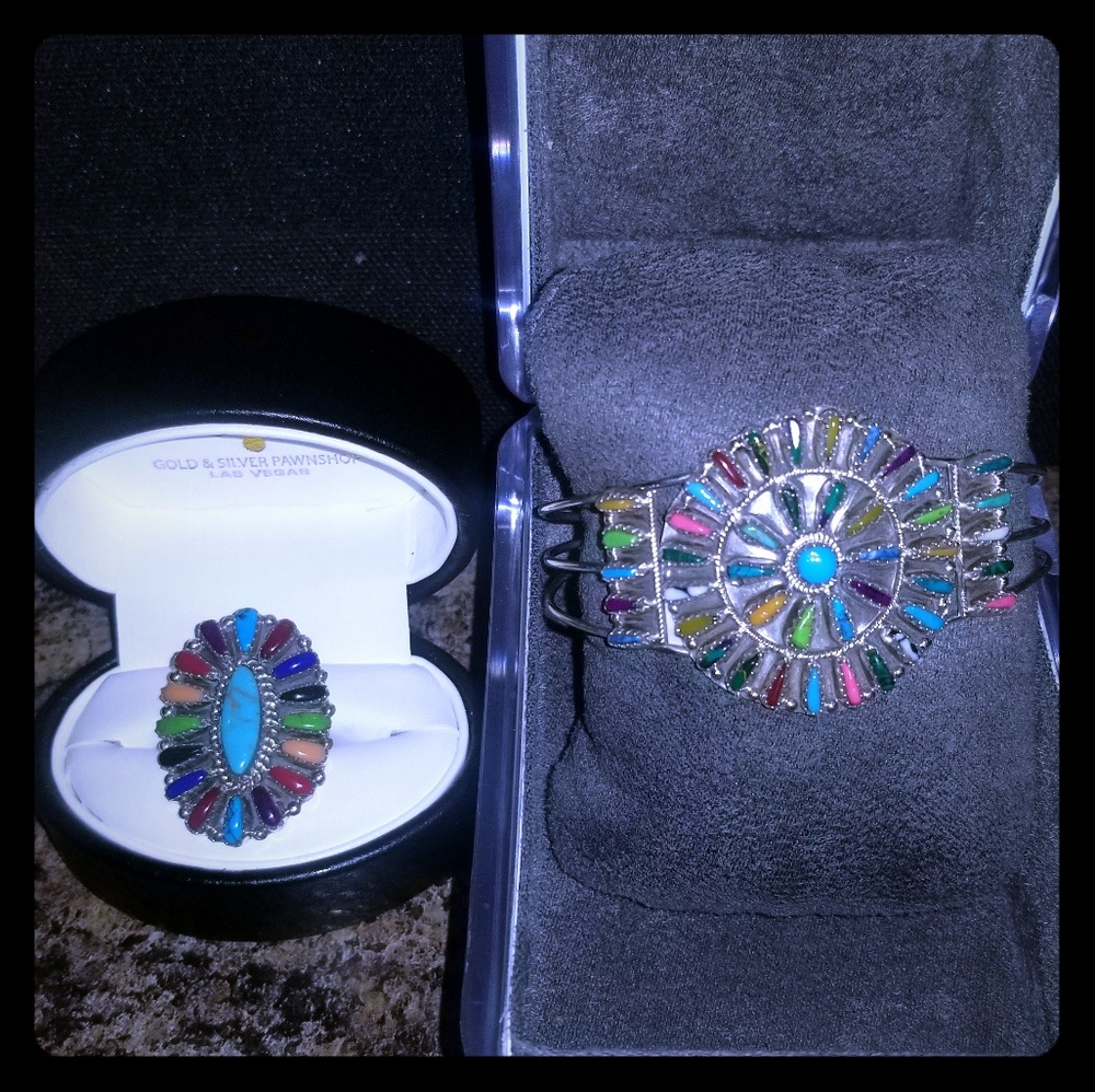 Matching begay signed zuni bracelet and ring